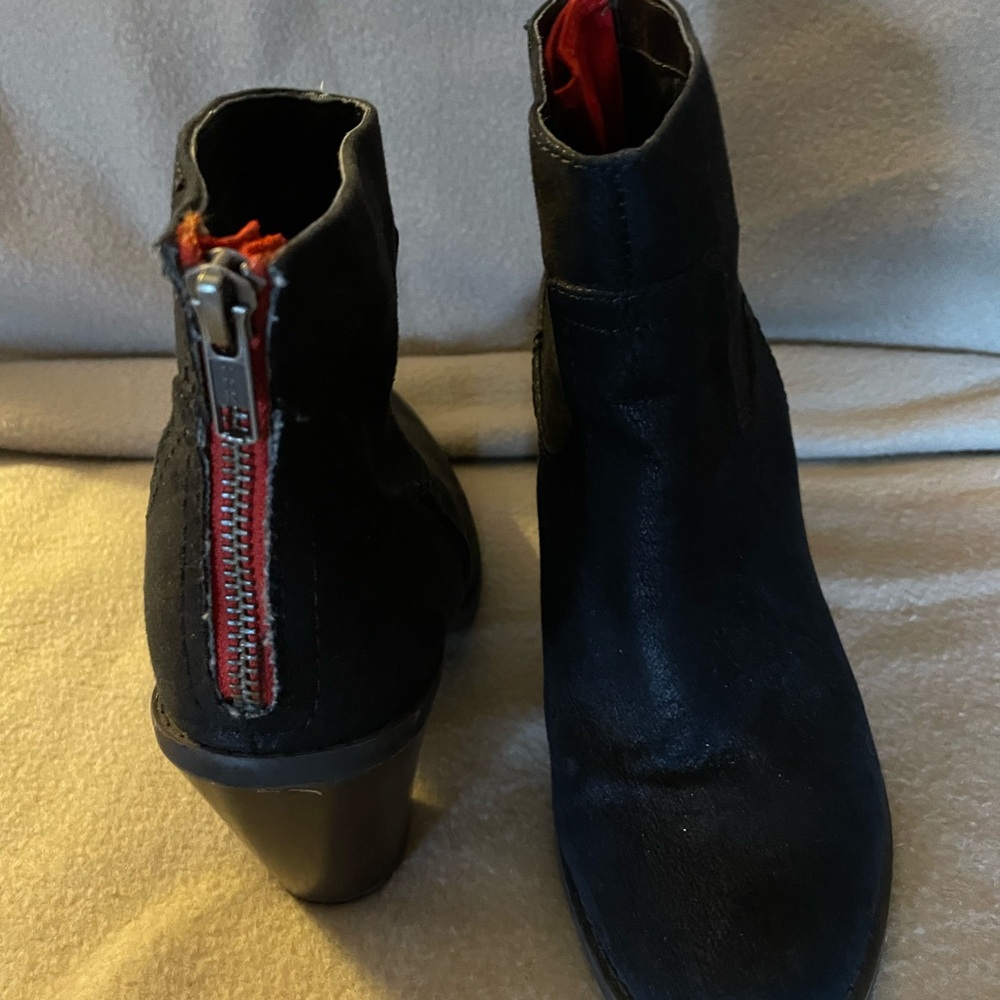 Mossimo Supply Co. Black Ankle Boots with Red Zipper